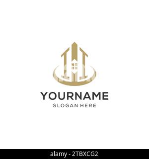 Initial II logo with creative house icon, modern and professional real estate logo design vector graphic Stock Vector