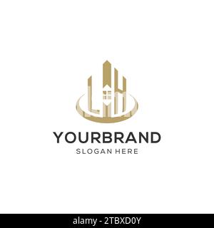 Initial LH logo with creative house icon, modern and professional real estate logo design vector graphic Stock Vector