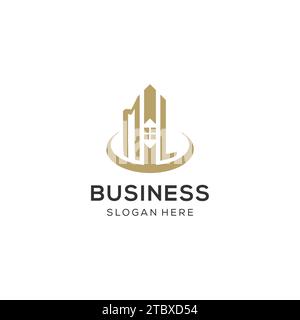 ML Monogram logo letter with building shape style design isolated on ...