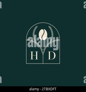 HD Unique and simple logo design combination of letters and coffee bean Stock Vector