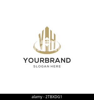 Initial VH logo with creative house icon, modern and professional real estate logo design vector graphic Stock Vector