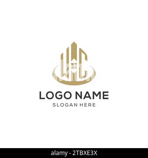 WC Monogram logo letter with building shape style design isolated on ...
