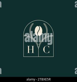 HC Unique and simple logo design combination of letters and coffee bean Stock Vector