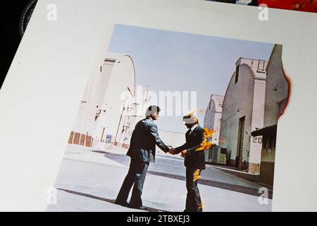 Viersen, Germany - May 9. 2023: Closeup of Pink Floyd Wish you were here vinyl record cover from 1975 Stock Photo