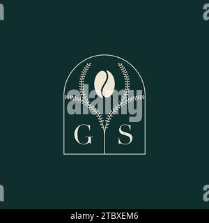 GS Unique and simple logo design combination of letters and coffee bean Stock Vector