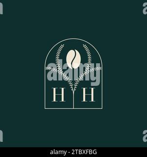 HH Unique and simple logo design combination of letters and coffee bean Stock Vector