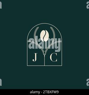 JC Unique and simple logo design combination of letters and coffee bean Stock Vector