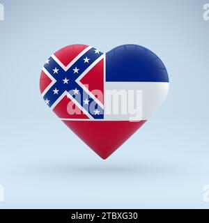 Love Mississippi state symbol. Heart flag icon. Stock Photo