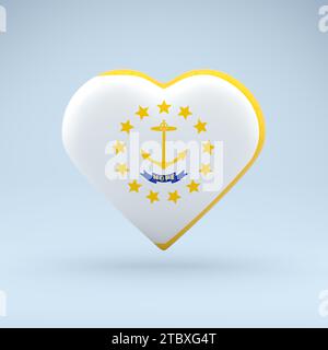 Love Rhode Island state symbol. Heart flag icon. Stock Photo