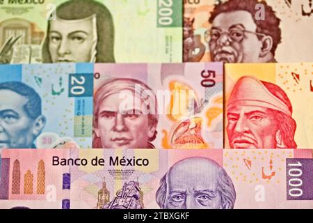 Mexican money - Pesos a business background Stock Photo