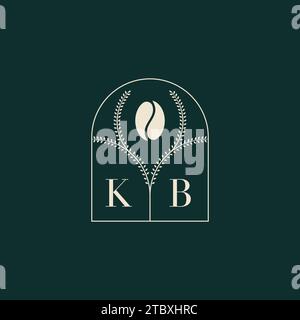 KB Unique and simple logo design combination of letters and coffee bean Stock Vector
