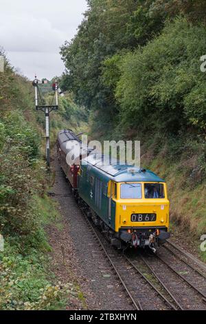 Preserved class 35 'Hymek 'diesel hydraulic locomotive D7076 surrounded ...