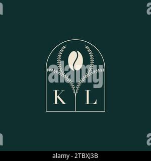 KL Unique and simple logo design combination of letters and coffee bean Stock Vector