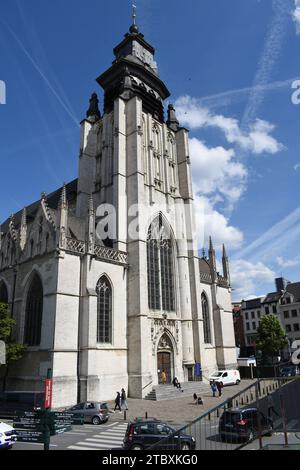 Majestic gothic style church of Notre-Dame de la Chapelle in the centre of Brussels Stock Photo