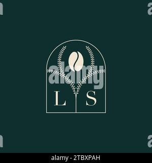 LS Unique and simple logo design combination of letters and coffee bean Stock Vector