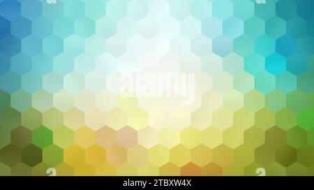Bright and summery colored hexagons, vibrant abstract color gradient background. High resolution full frame modern background with copy space. Stock Photo