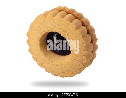 Linzer cookie,  butter,  jam and chocolate  biscuit. Isolated on white with clipping path included Stock Photo