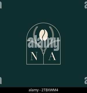 NA Unique and simple logo design combination of letters and coffee bean Stock Vector