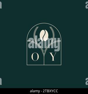 OY Unique and simple logo design combination of letters and coffee bean Stock Vector
