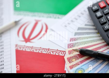 Iranian annual income tax return form F20-25-006 ready to fill on table ...