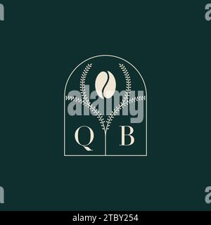 QB Unique and simple logo design combination of letters and coffee bean Stock Vector