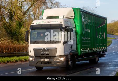 Milton Keynes,Bucks,UK - Dec 12th 2023: 2022 MAN white diesel 2 axle rigid body truck Stock Photo