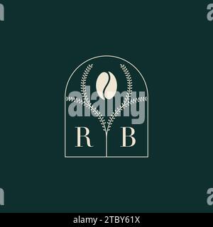 RB Unique and simple logo design combination of letters and coffee bean Stock Vector