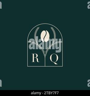 RQ Unique and simple logo design combination of letters and coffee bean Stock Vector