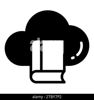 cloud library vector glyph icon, school and education icon Stock Vector