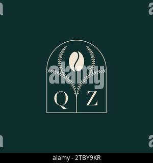 QZ Unique and simple logo design combination of letters and coffee bean Stock Vector