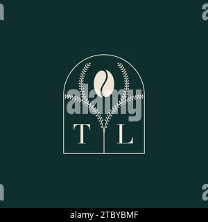 TL Unique and simple logo design combination of letters and coffee bean Stock Vector