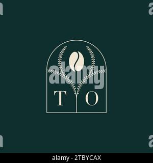 TO Unique and simple logo design combination of letters and coffee bean Stock Vector