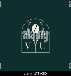 VU Unique and simple logo design combination of letters and coffee bean Stock Vector