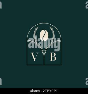 VB Unique and simple logo design combination of letters and coffee bean Stock Vector