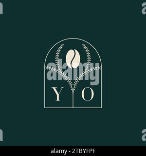 YO Unique and simple logo design combination of letters and coffee bean Stock Vector