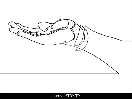 Continuous line drawing. Hands palms. illustration Stock Vector