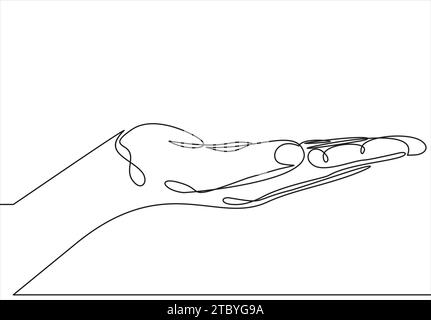 Continuous line drawing. Hands palms. illustration Stock Vector