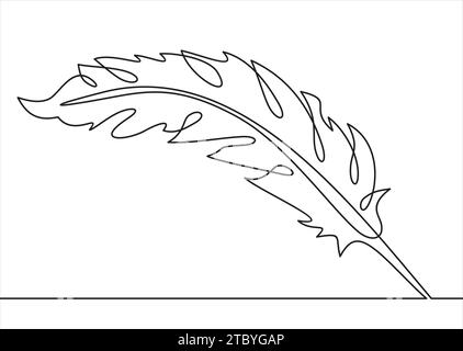 continuous line drawing of quill.Element In Trendy Style. Stock Vector