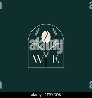 WE Unique and simple logo design combination of letters and coffee bean Stock Vector