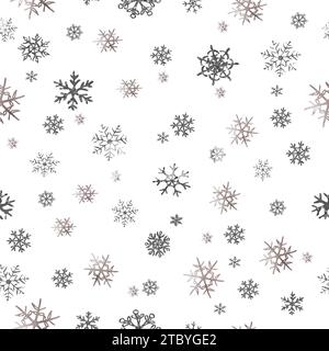 Silver and glitter snowflake seamless pattern overly for textile or wallpapers Vector background for Christmas design Stock Vector