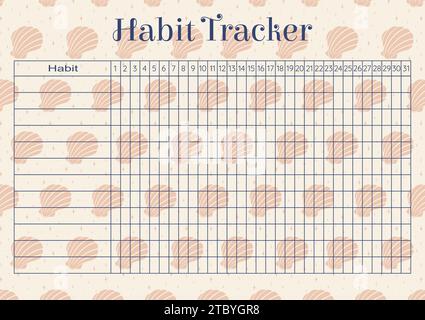 School organizer habit tracker paper sheet. Planners list worksheet maritime template Stock Vector