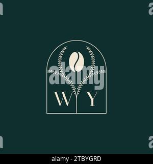 WY Unique and simple logo design combination of letters and coffee bean Stock Vector