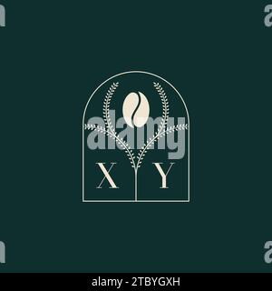 XY Unique and simple logo design combination of letters and coffee bean Stock Vector
