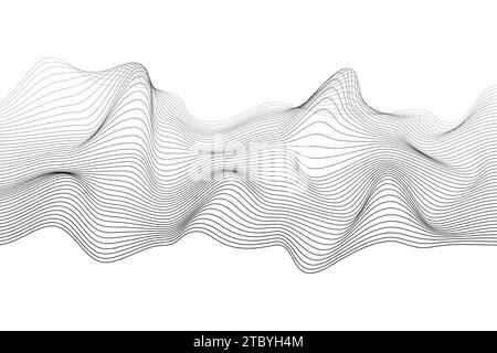 Abstract wave stripe background. Abstract wireframe landscape background Stock Vector