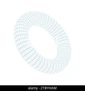 Torus wireframe vector. Abstract geometric shape with torus Stock Vector