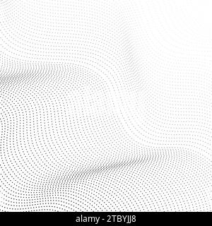 Flowing dots particles wave pattern halftone gradient background Stock Vector