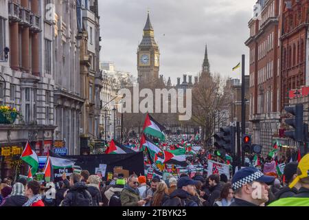 London, England, UK. 9th Dec, 2023. Protesters in Whitehall. Thousands of people marched in solidarity with Palestine in Central London, calling for a ceasefire as the Israel-Hamas war continues. (Credit Image: © Vuk Valcic/ZUMA Press Wire) EDITORIAL USAGE ONLY! Not for Commercial USAGE! Credit: ZUMA Press, Inc./Alamy Live News Stock Photo