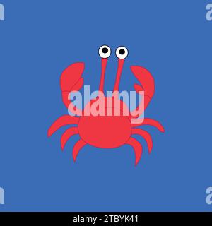 The red crab on the blue background Stock Vector