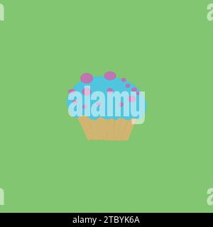 The light blue donut on the light green background Stock Vector