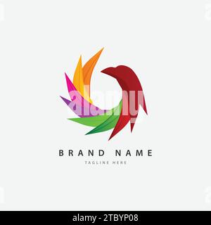 Colorful eagle bird logo template design concept Stock Vector